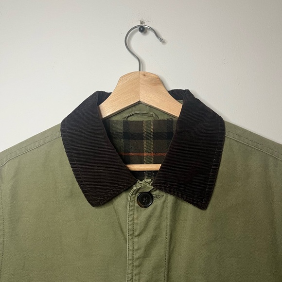 VINTAGE CANVAS BARN COAT WITH CORDUROY COLLAR AND CUFFS MEN’S SIZE S - Picture 2 of 5